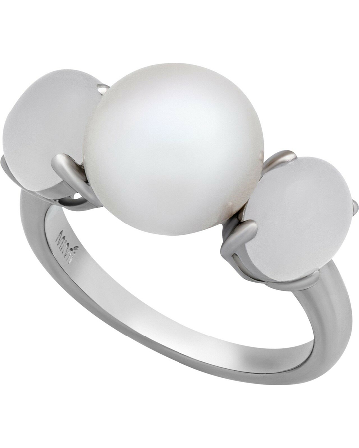 みみ✨ A262B1QL-49 Mimi Milano 18k White Gold Milky Quartz Pearl Ring