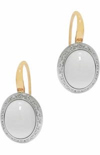 Mimi Milano 18k Yellow Gold White Agate Diamond Earrings O318C8A1B-77