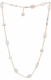 Mimi Milano Pearl White Agate 18k Rose Gold Necklace C153R1A1J-93
