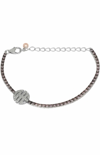 Mimi Milano Silver Diamond Pink Sapphire Pearl Bracelet B341ZR-100