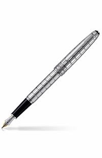 MontBlanc Meisterstuck Solitaire Platinum Plated Facet Fountain Pen 38245