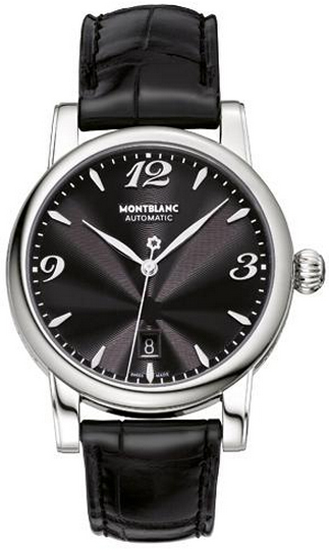 MONT BLANC AUTOMATIC 腕時計 105895 MontBlanc Star Collection Black Dial Black Leather