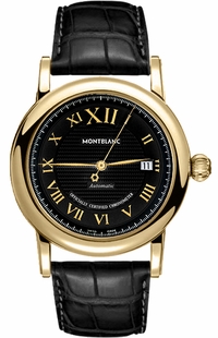 MontBlanc Star Black Dial Solid 18k Gold Men's Luxury Watch 103093