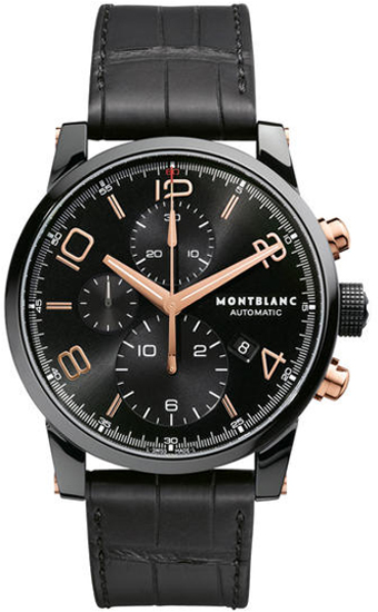 MONT BLANC AUTOMATIC 腕時計 105895 MontBlanc Star Collection Black Dial Black Leather