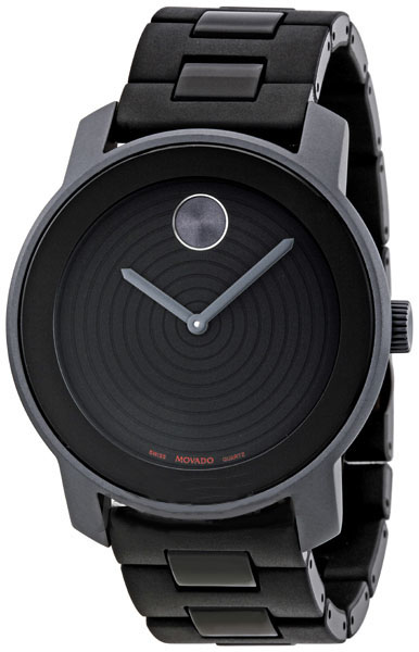 3600073 Movado Black Dial Aluminum Case PVD Steel Bracelet Quartz