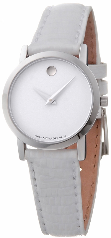 0605652 Movado Classic Museum White Dial Lizard Ladies Watch display picture 1