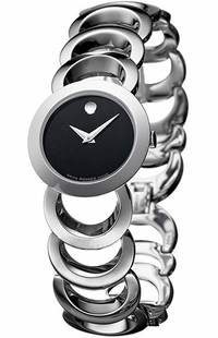 Movado Rondiro Stainless Steel Black Dial Women's Watch 0605499