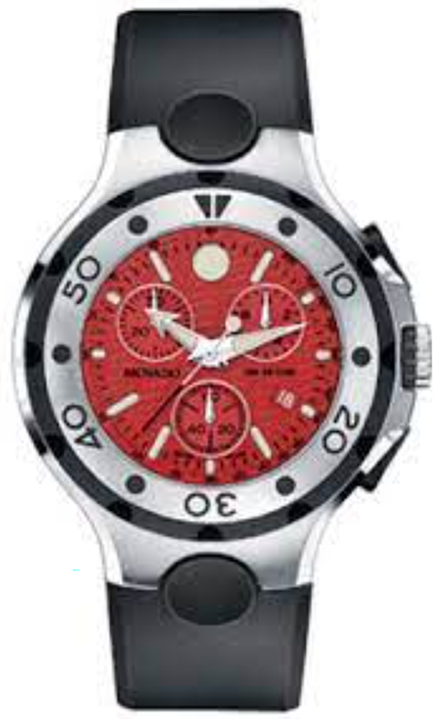 2600026 Movado Series 800 Red Chrono Mens Steel - AuthenticWatches.com