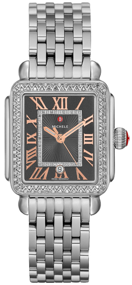 deco madison mid stainless steel diamond dial watch