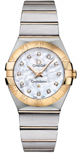 Omega レディース 時計 シルバー ゴールド　ダイヤ コンステレーション123.20.27.60.55.001 123.20.27.60.55.002 Omega Constellation Ladies White Mother of