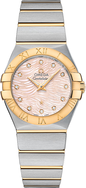 OMEGA Constellation クォーツ腕時計　プッシュ式　レディース オメガ コンステレーション 25.5mm クォーツ 電池式 腕時計 ブランド