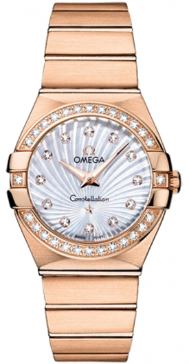 123.55.27.60.55.001 Omega Constellation Ladies White MOP Diamond 