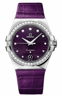 Omega Constellation Purple Dial Diamond Women's Watch 123.18.35.60.60.001
