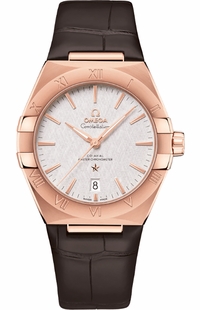 Omega Constellation Rose Gold Leather Strap Men's Watch 131.53.39.20.02.001