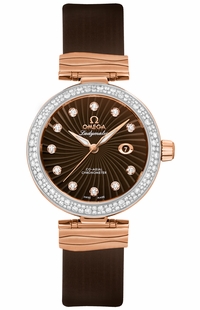 Omega De Ville Ladymatic Brown Dial & Diamonds Ladies Luxury Watch 425.27.34.20.63.001