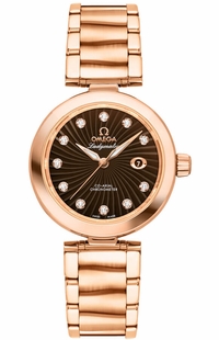Omega De Ville Ladymatic Solid 18k Rose Gold 34mm Women's Watch 425.60.34.20.63.001