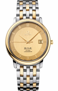 Omega De Ville Prestige Steel & 18k Yellow Gold Men's Watch 4374.11.00