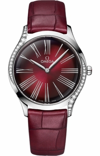 Omega De Ville Tresor Burgundy Dial Diamonds Women's Watch 428.18.36.60.11.001