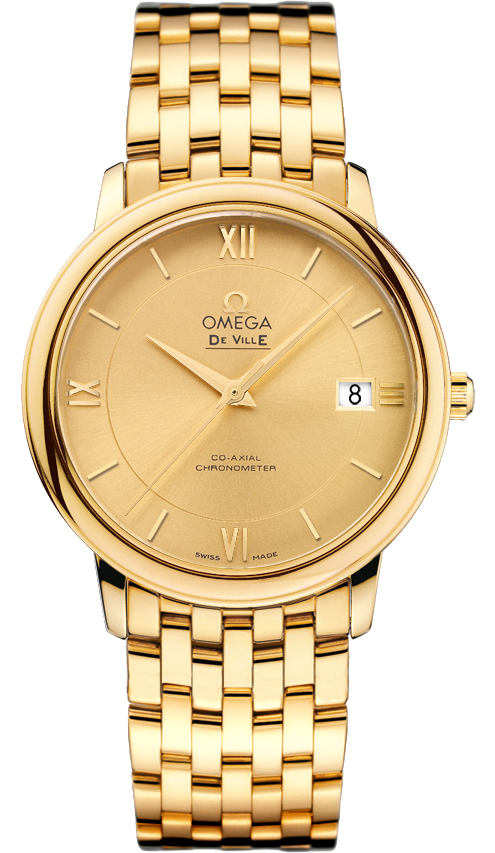 Omega DeVille Gold Mens 時計 New Omega DeVille Prestige Co-Axial 424.50.37.20.08.001