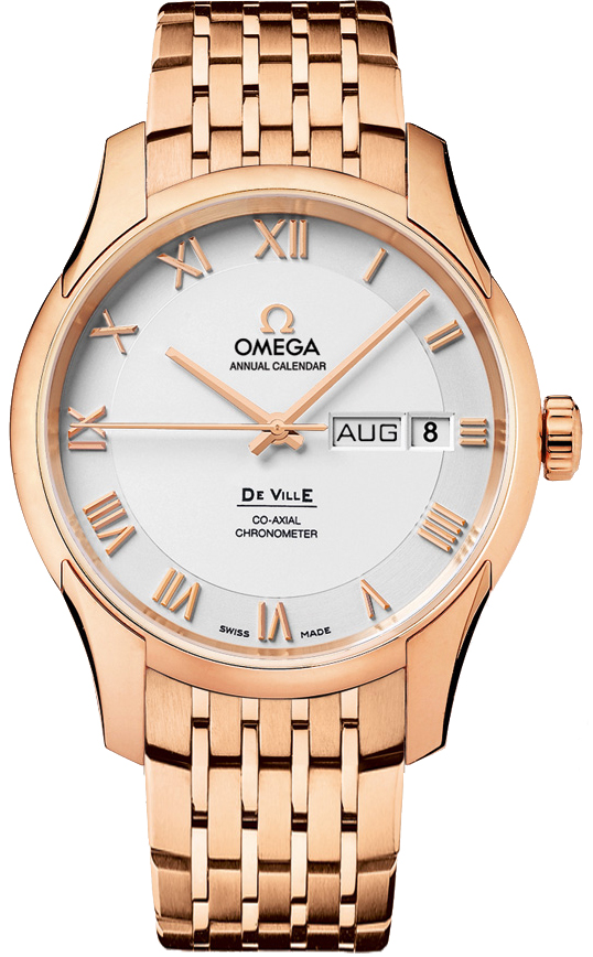 New Omega DeVille Annual Calendar 431.50.41.22.02.001 Red Gold