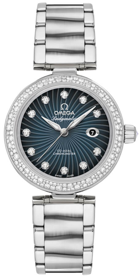 425.35.34.20.56.001 Omega DeVille Ladymatic Grey Diamonds Steel Watch
