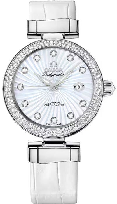 425.38.34.20.55.001 Omega DeVille Ladymatic White MOP Diamond Watch