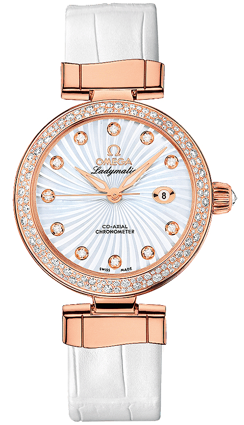 42568342055004 Omega DeVille Ladymatic Ladies Rose Gold Case White