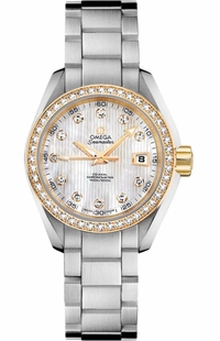 Omega Seamaster Aqua Terra 18k Gold & Steel Diamond Women's Watch 231.25.30.20.55.004