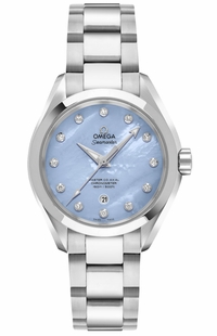 Omega Seamaster Aqua Terra Pearl Blue & Diamond Dial Women's Watch 231.10.34.20.57.002