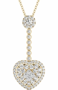 One Carat Diamond Heart Pendant on Solid 18k Yellow Gold