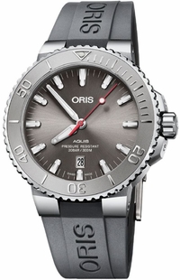 Oris Aquis Date Grey Rubber Strap Men's Watch 73377304153RS