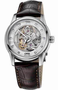 Oris Artelier Skeleton Diamonds 73476704019LS-BROWN