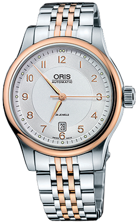 73375944361MB Oris Classic Date Mens Gold with Steel Auto Watch display picture 2