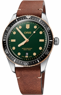 Oris Divers Sixty-Five Green Dial Men's Watch 73377074357LS