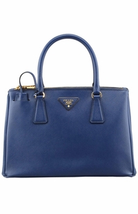 Prada Blue Saffiano Lux Small Double-Zip Tote Bag