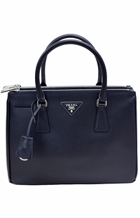 Prada Saffiano Lux Small Double-Zip Blue Tote Bag