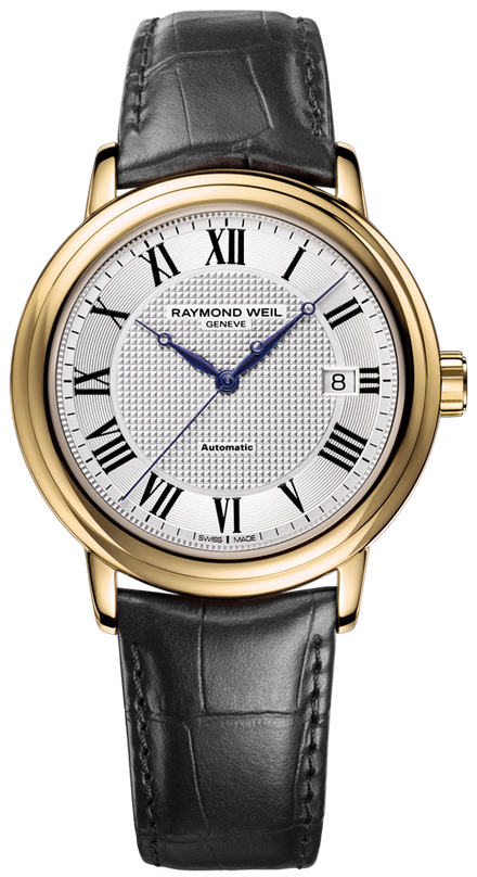 2837-PC-00659 Raymond Weil Maestro Mens Silver Roman Dial Leather