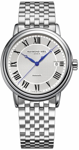2837-ST-00659 Raymond Weil Maestro Mens Silver Roman Dial Bracelet