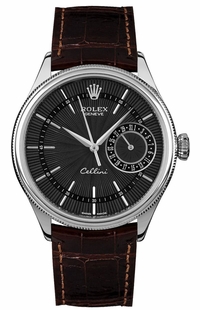 Rolex Cellini Date Domed & Fluted Double Bezel Men's Watch 50519