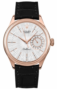 Rolex Cellini Date Silver Guilloche Dial Men's Watch 50515-0009
