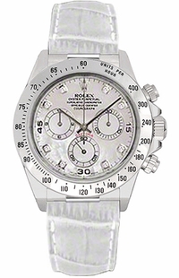 Rolex Cosmograph Daytona White Leather Strap Men's Watch 116519