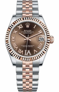 Rolex Datejust 31 18k Everose Gold Fluted Bezel Women's Watch 278271-0004