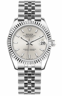 Rolex Datejust 31 18k White Gold Fluted Bezel Women's Watch 278274-0012