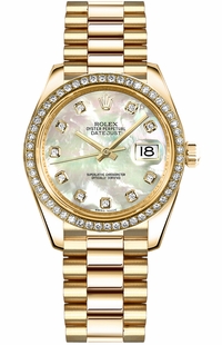 Rolex Datejust 31 18k Yellow Gold Diamond Bezel Women's Watch 178288-0001