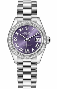 Rolex Datejust 31 Aubergine Dial Diamond Bezel Women's Watch 278289RBR-0019