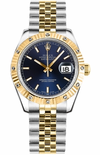 Rolex Datejust 31 Automatic Blue Dial Diamond Bezel Watch 178313