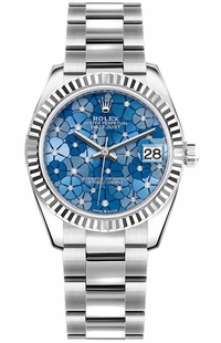 Rolex Datejust 31 Azzurro Blue Floral Motif Dial Women's Watch 278274-0035