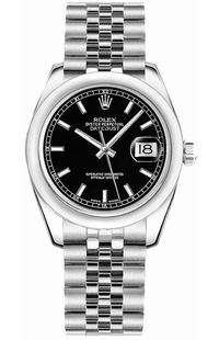 Rolex Datejust 31 Black Dial Domed Bezel Watch 178240-0016