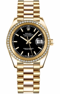 Rolex Datejust 31 Black Dial Gold Watch 178288