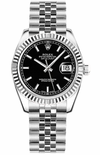 Rolex Datejust 31 Black Dial Jubilee Bracelet Watch 178274-0004